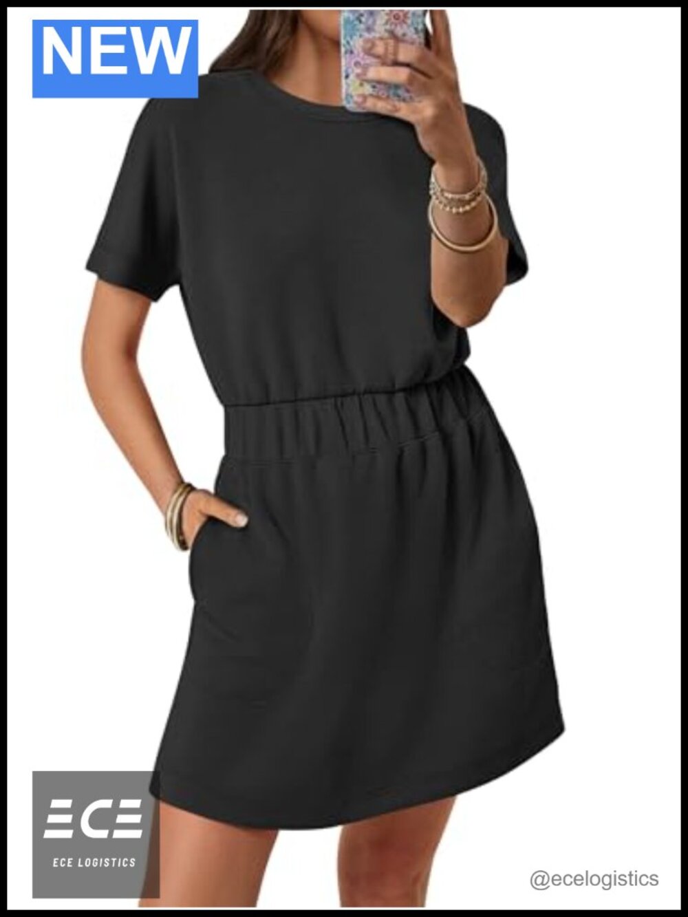 Wrinkle Free Summer Casual Short Sleeve Mini T Shirt Dress